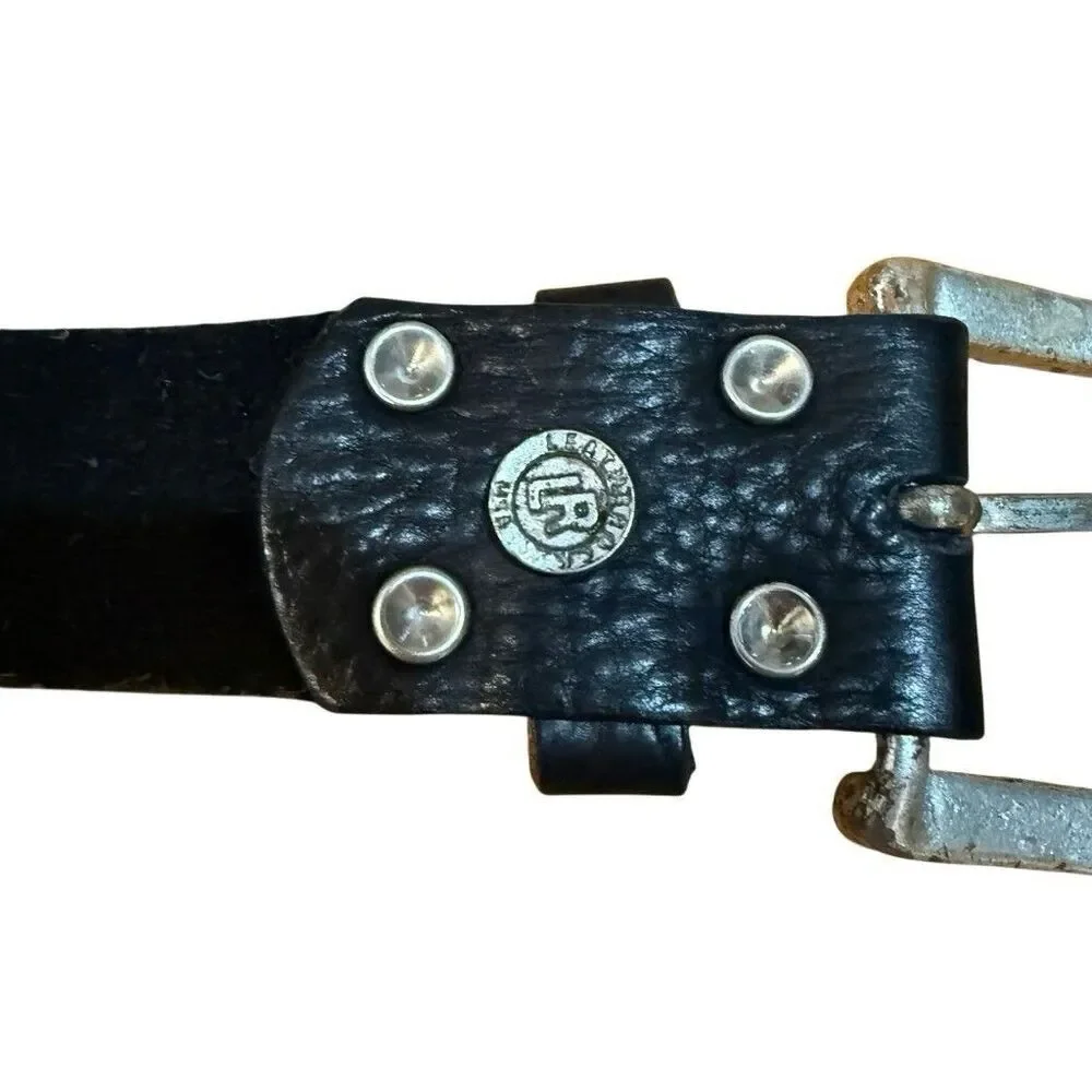 Leather Beaded Belt Black South Western Cowboy Rodeo